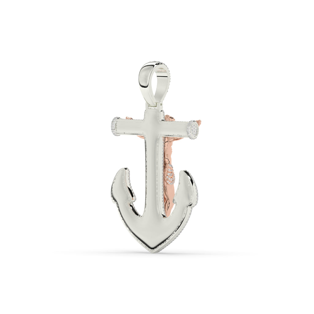 Jesus On Anchor Diamond Pendant