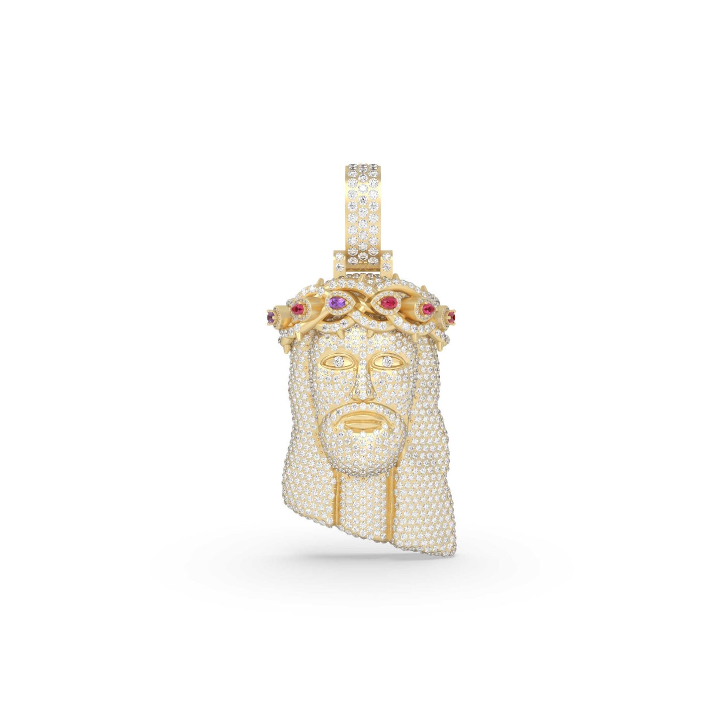 Jesus Crown Ruby Diamond Pendant