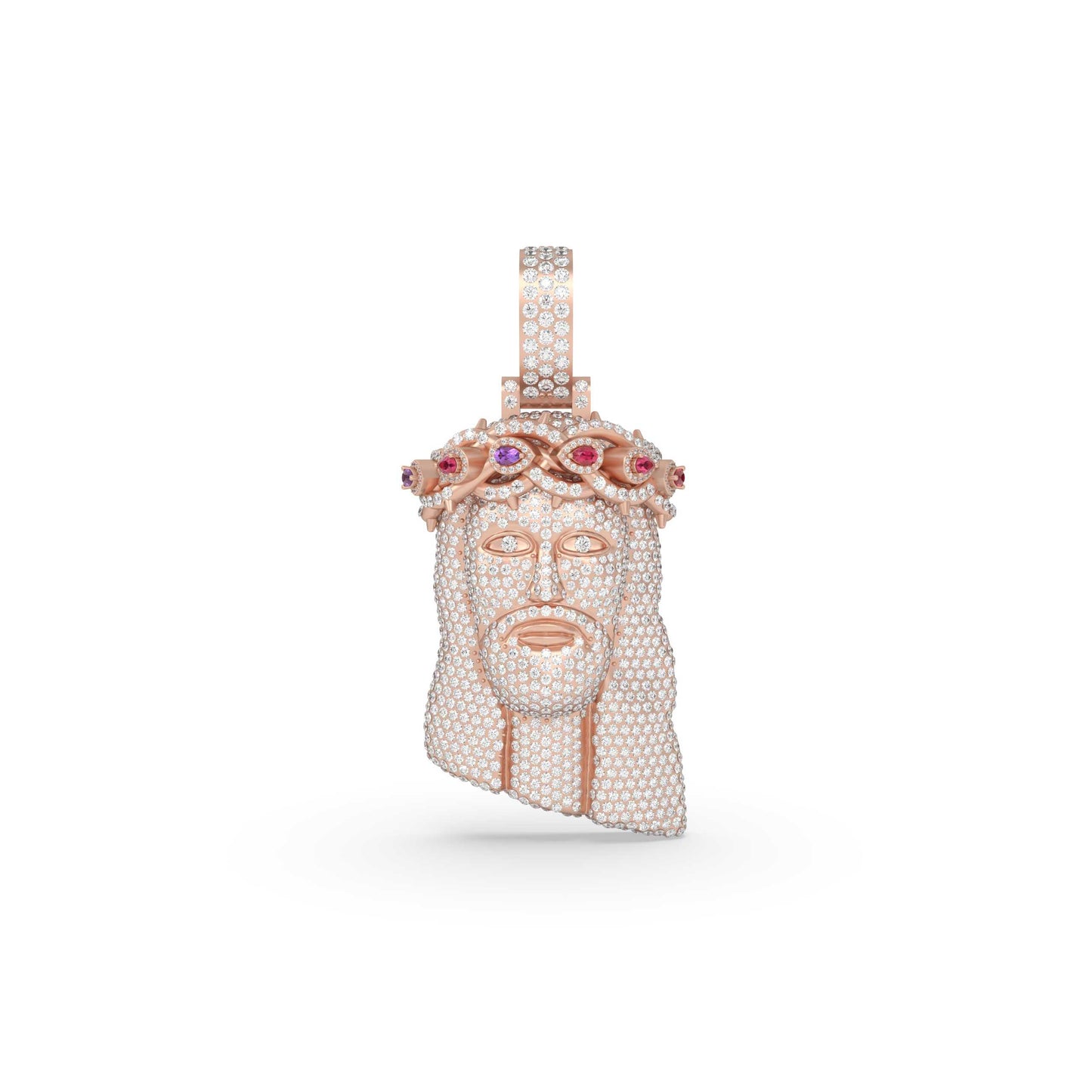 Jesus Crown Ruby Diamond Pendant