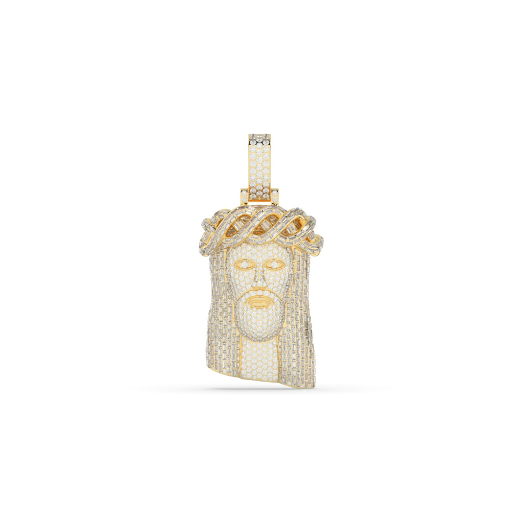 Diamond Crowned Savior Face Charm