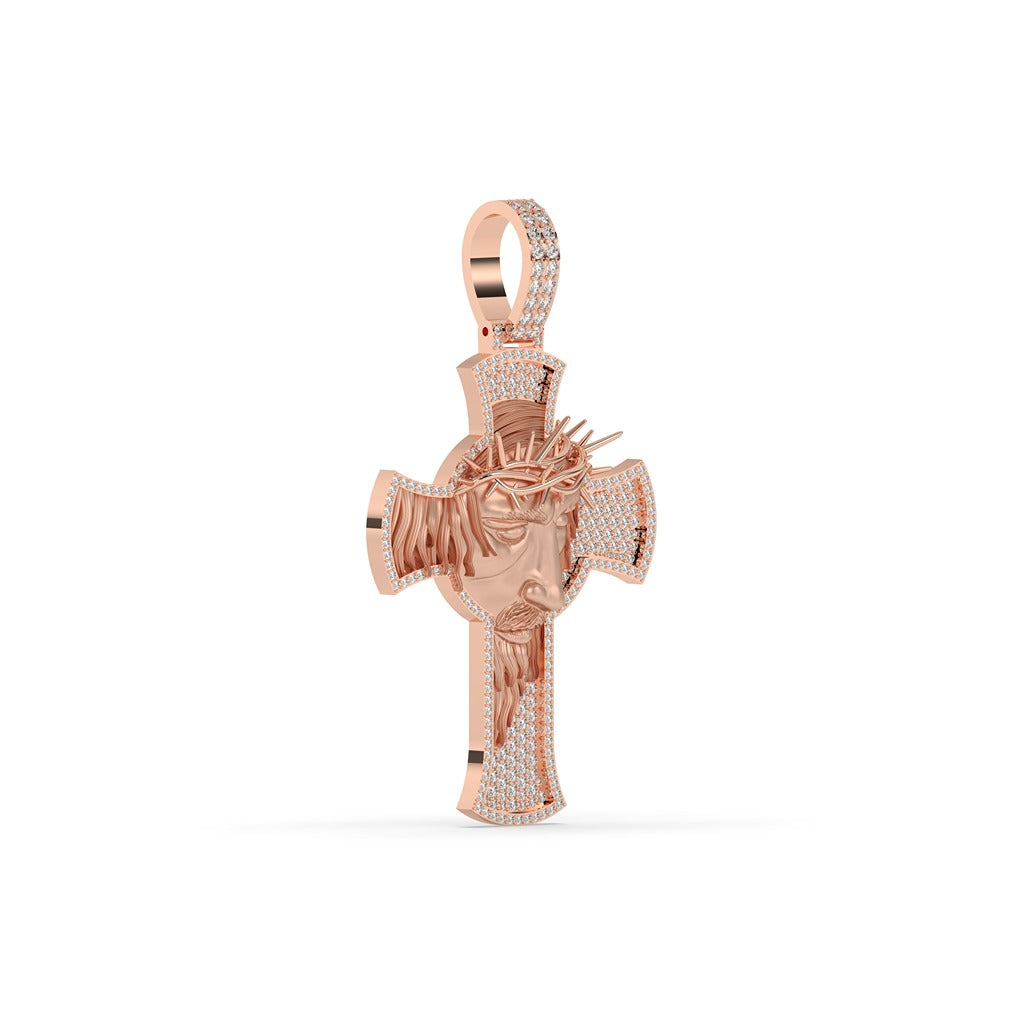 Crowned Savior Diamond Cross Charm