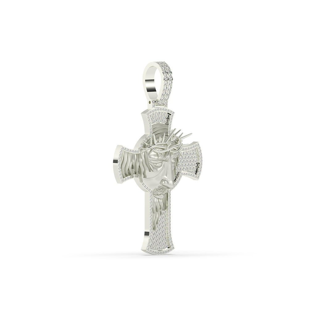 Crowned Savior Diamond Cross Charm