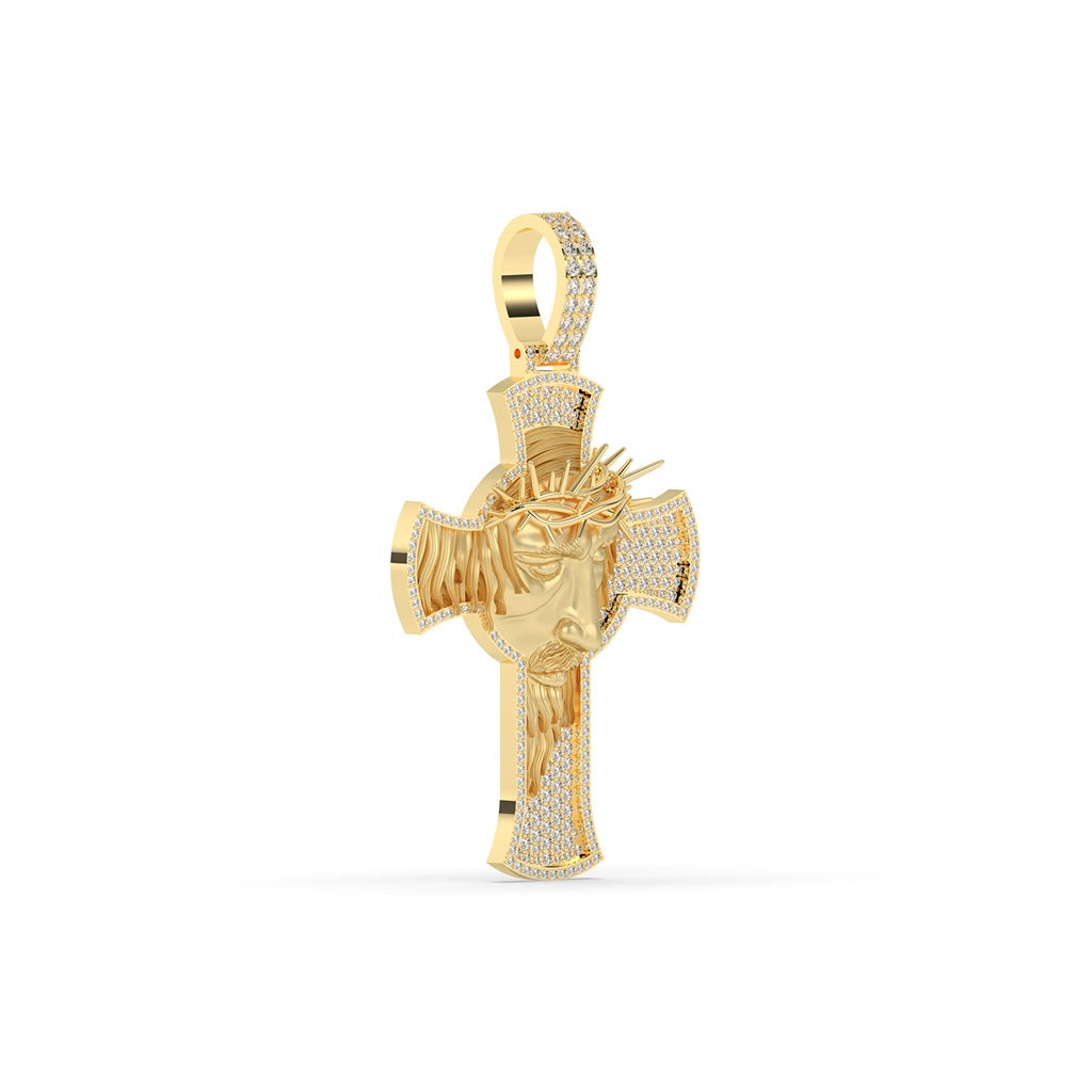 Crowned Savior Diamond Cross Charm
