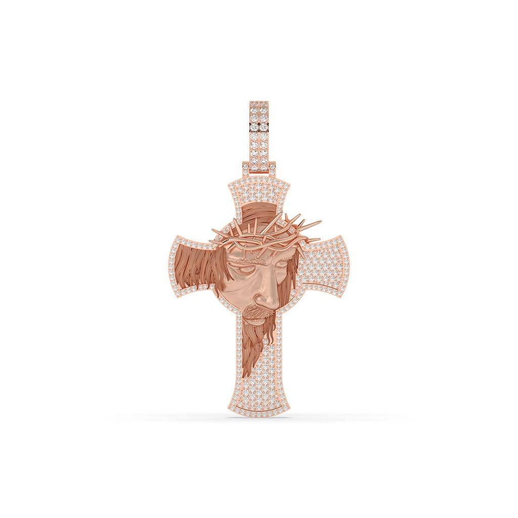 Crowned Savior Diamond Cross Charm