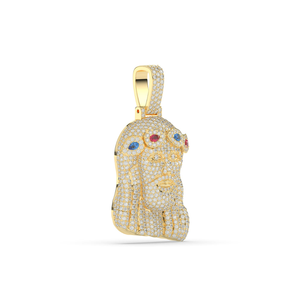 Jesus Face Multicolor Crown Pendant
