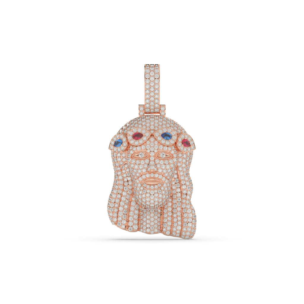 Jesus Face Multicolor Crown Pendant