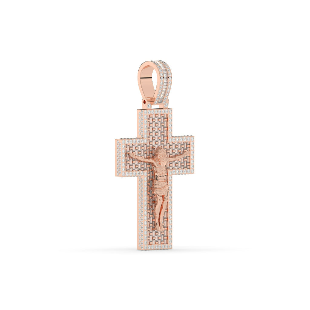 Baguette Jesus Diamond Cross Pendant