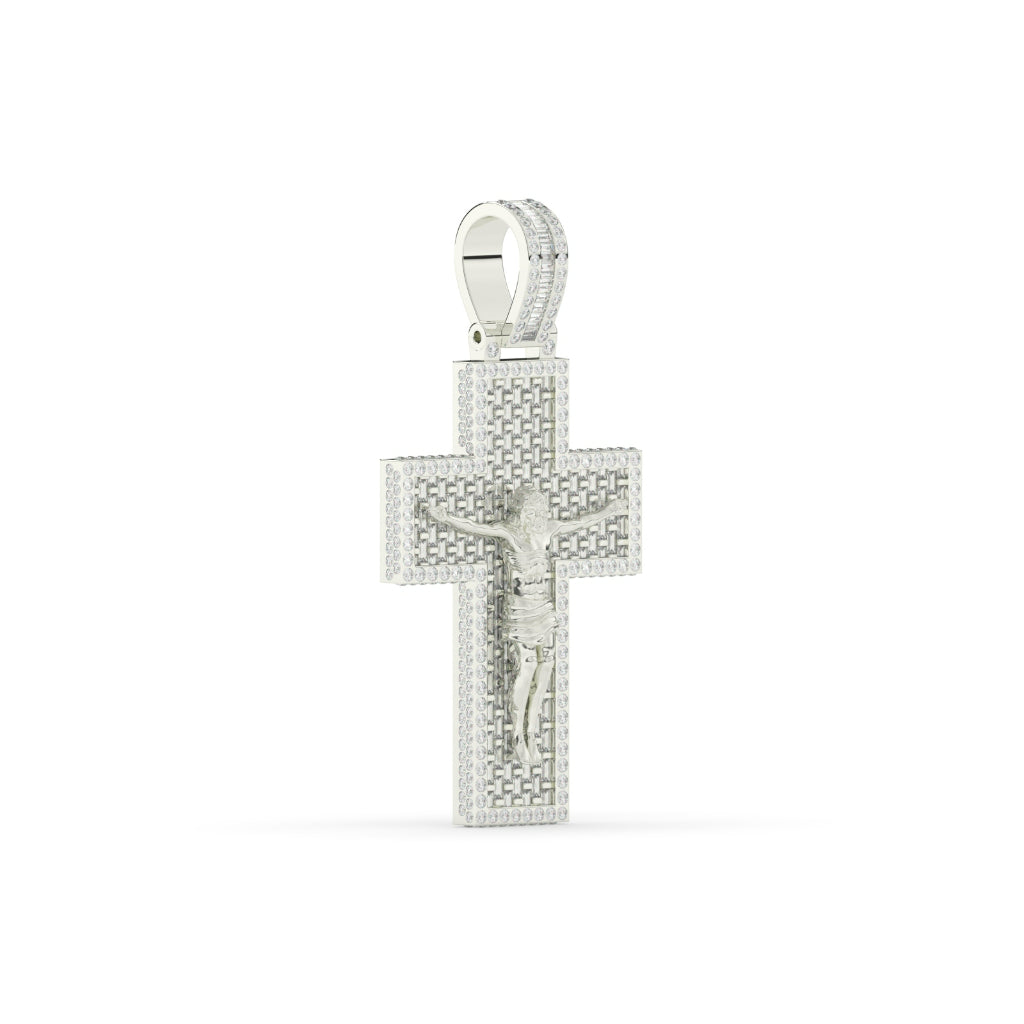 Baguette Jesus Diamond Cross Pendant
