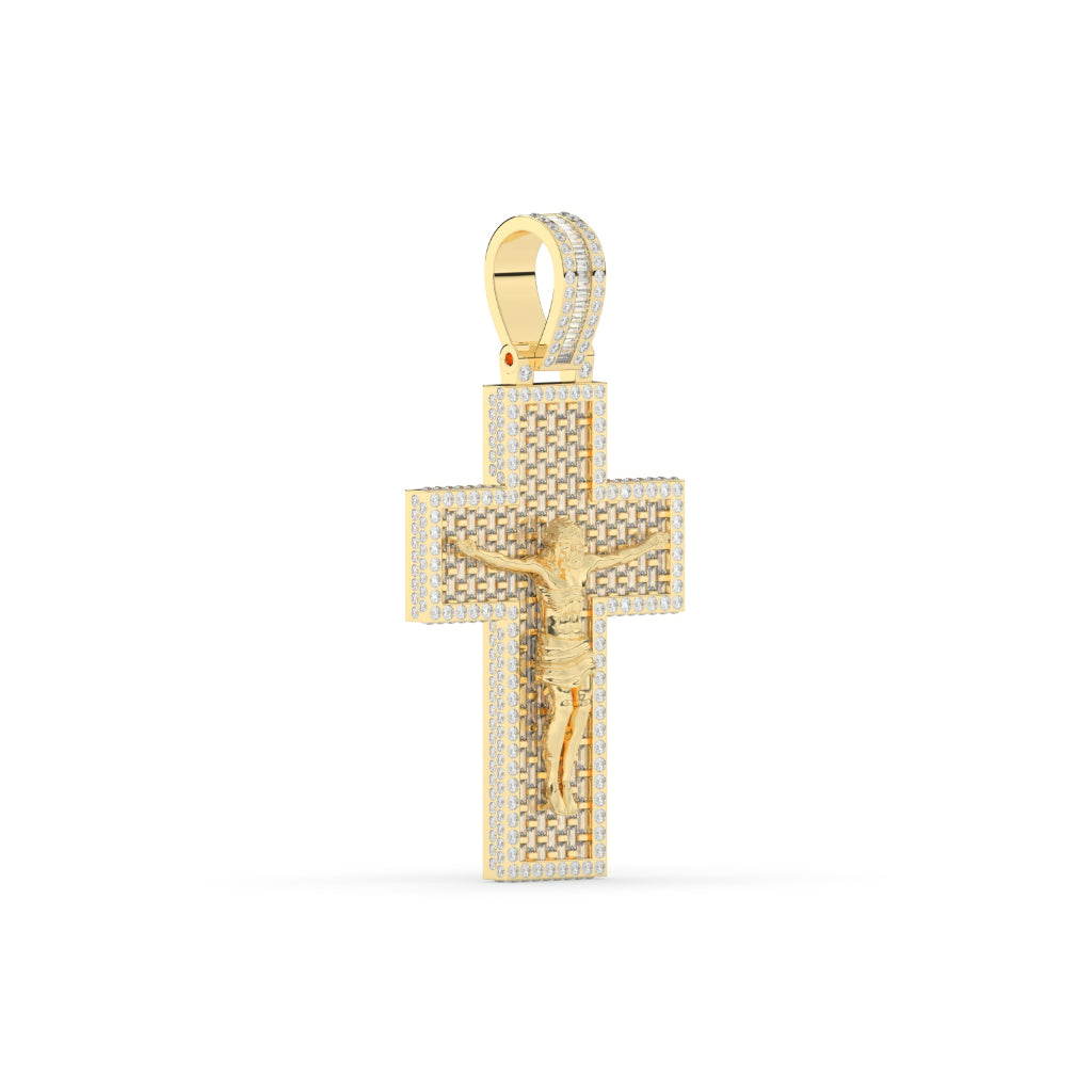 Baguette Jesus Diamond Cross Pendant