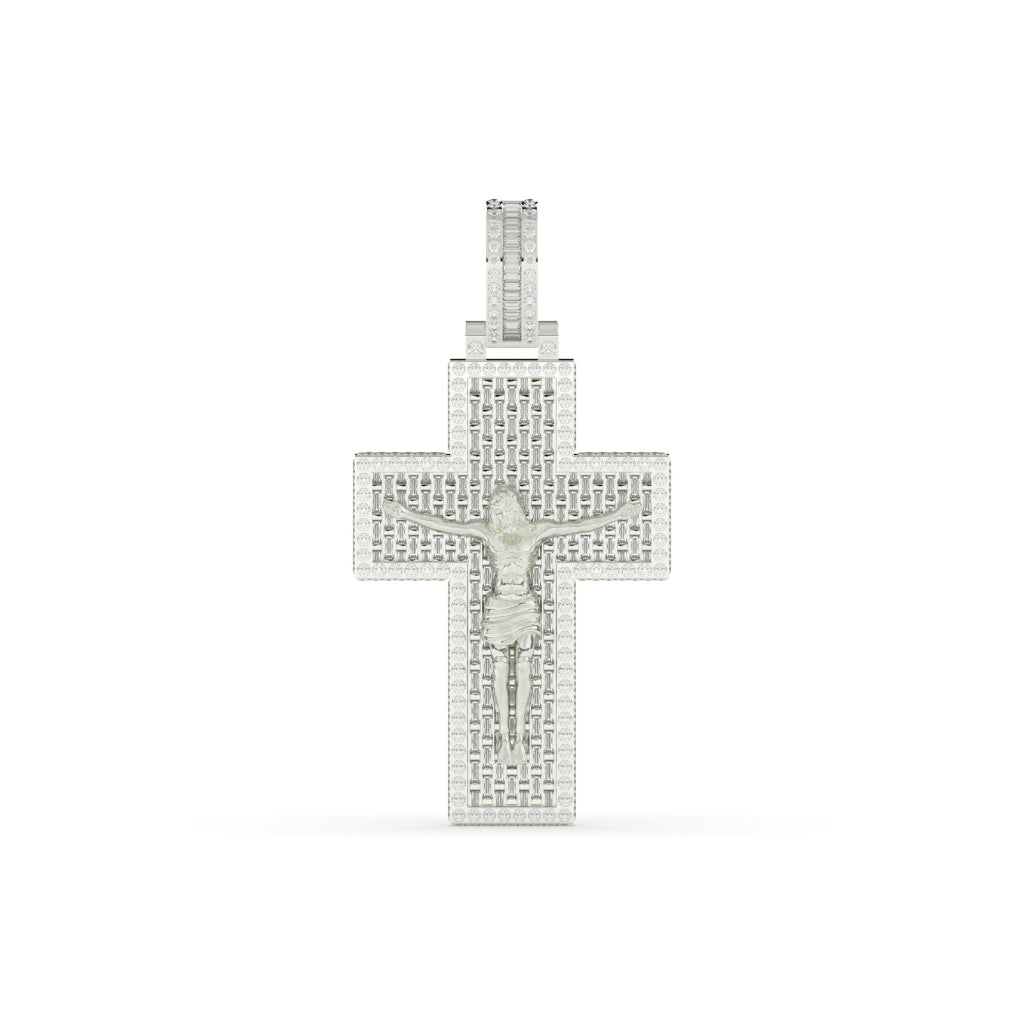 Baguette Jesus Diamond Cross Pendant