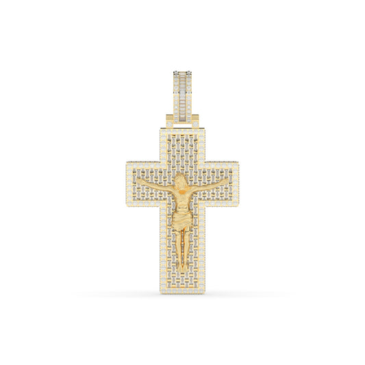 Baguette Jesus Diamond Cross Pendant