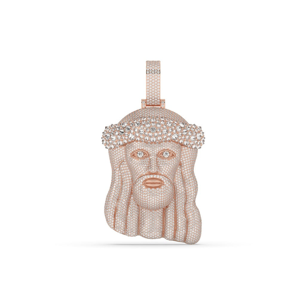 Iced Jesus Head Crown Pendant