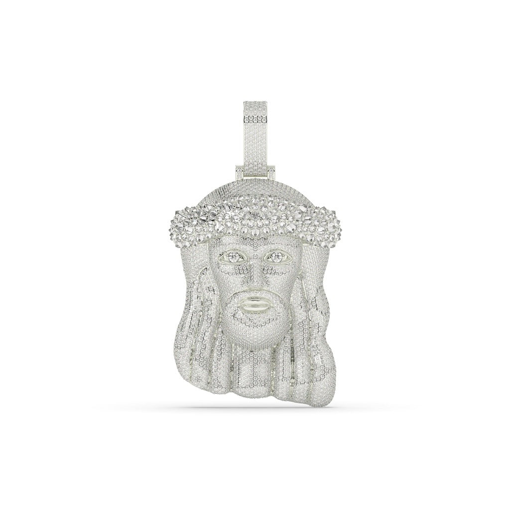 Iced Jesus Head Crown Pendant