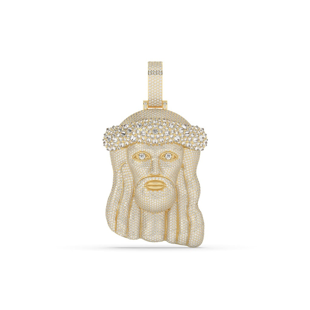 Iced Jesus Head Crown Pendant