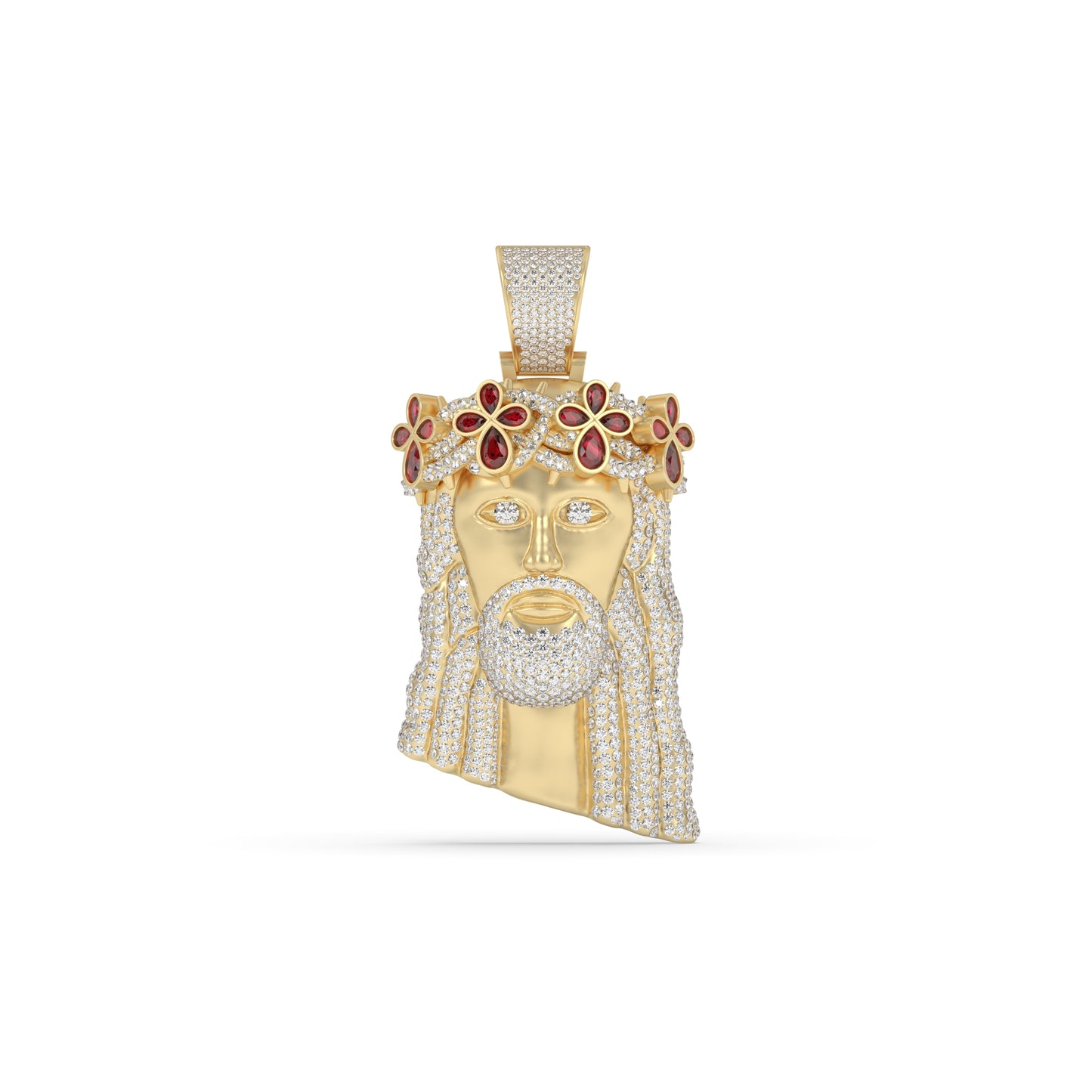 Royal Red Crown Jesus Pendant