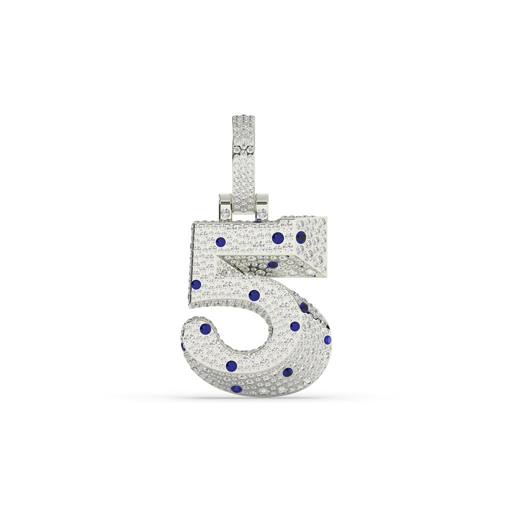 Number Five Diamond Iced Charm