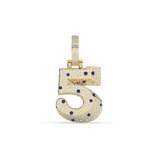 Number Five Diamond Iced Charm