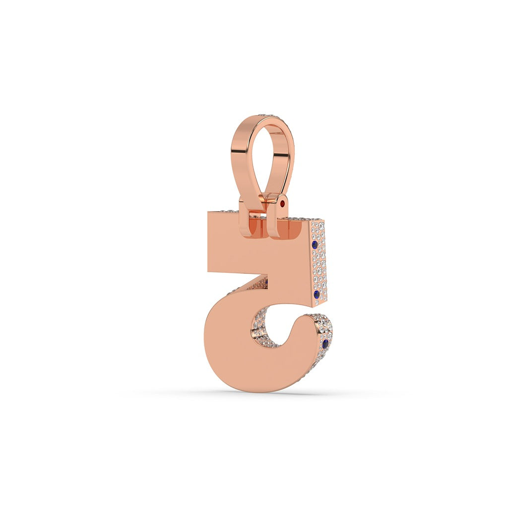 Number Five Diamond Iced Charm