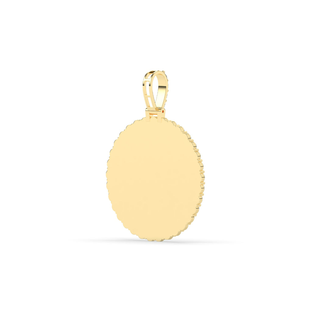 Diamond Halo Round Gold Pendant