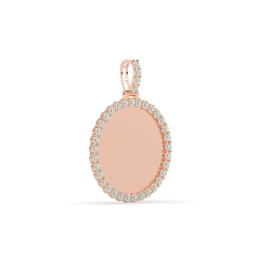 Diamond Halo Round Gold Pendant