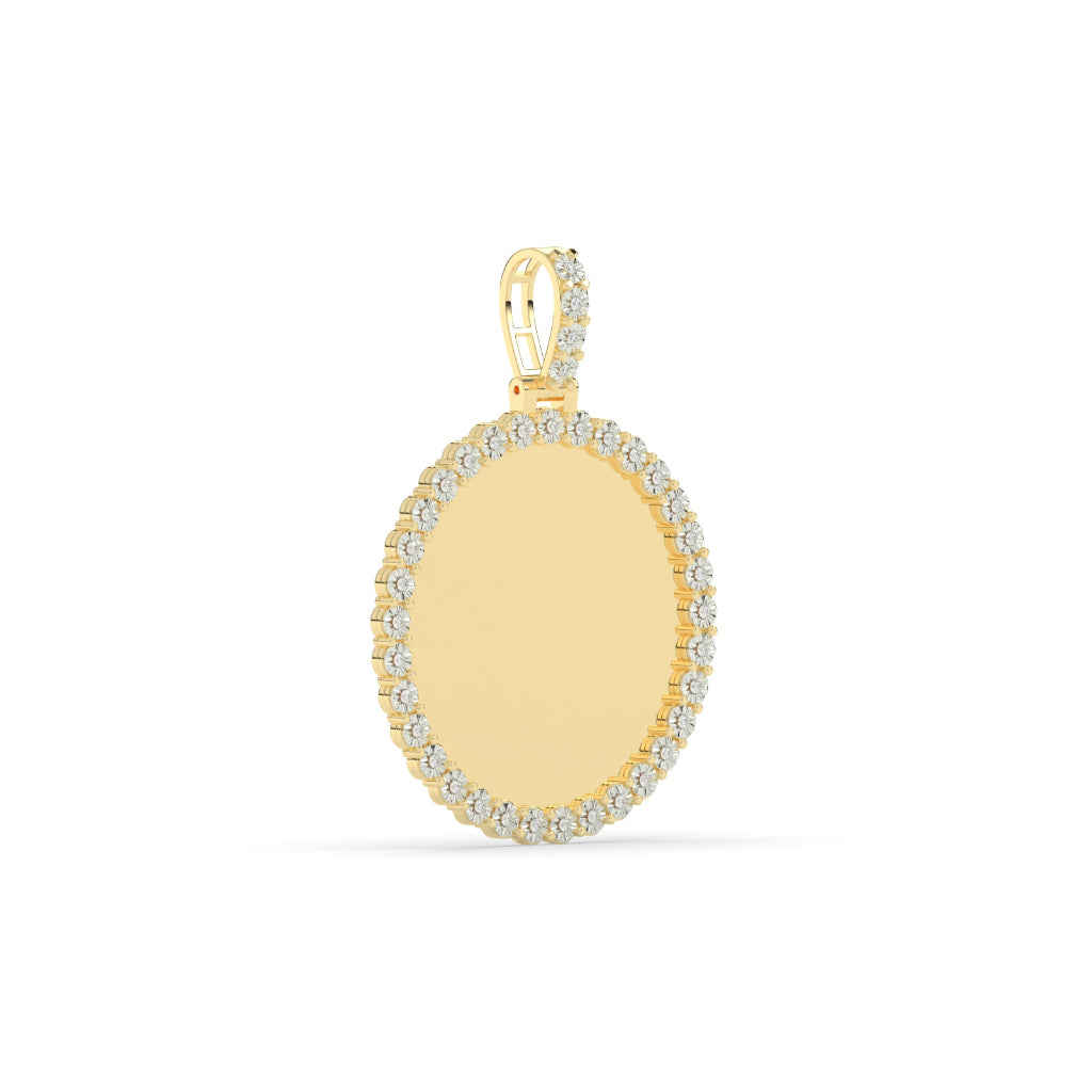Diamond Halo Round Gold Pendant