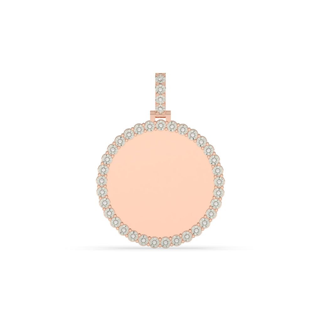 Diamond Halo Round Gold Pendant