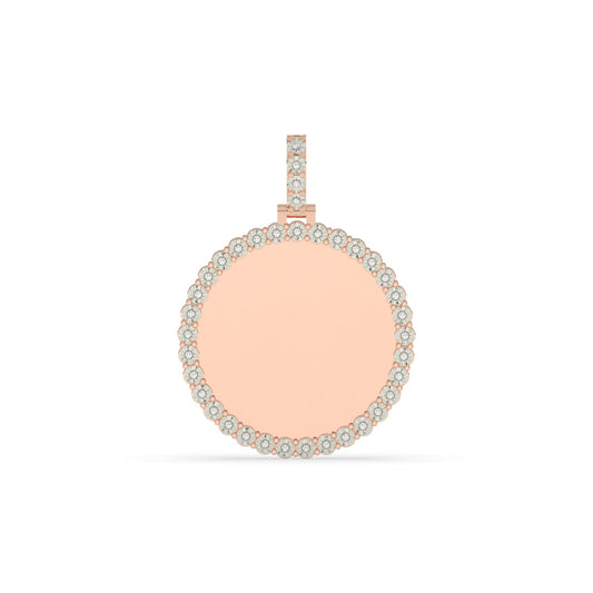 Diamond Halo Round Gold Pendant