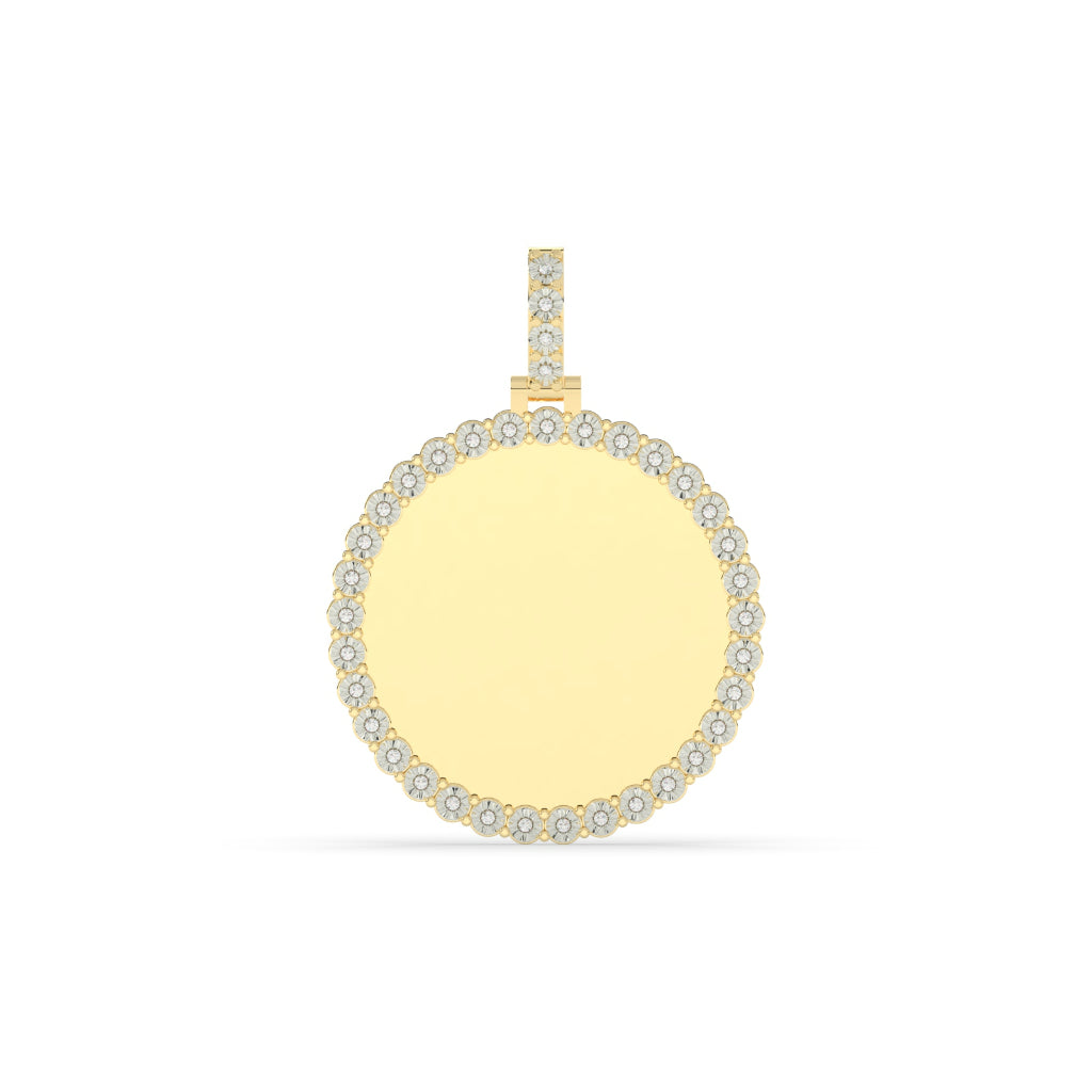 Diamond Halo Round Gold Pendant