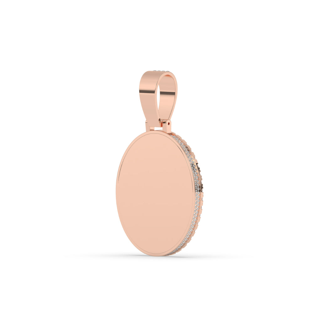 Iced Oval Gold Charm Pendant
