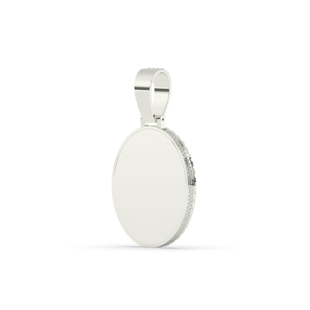 Iced Oval Gold Charm Pendant