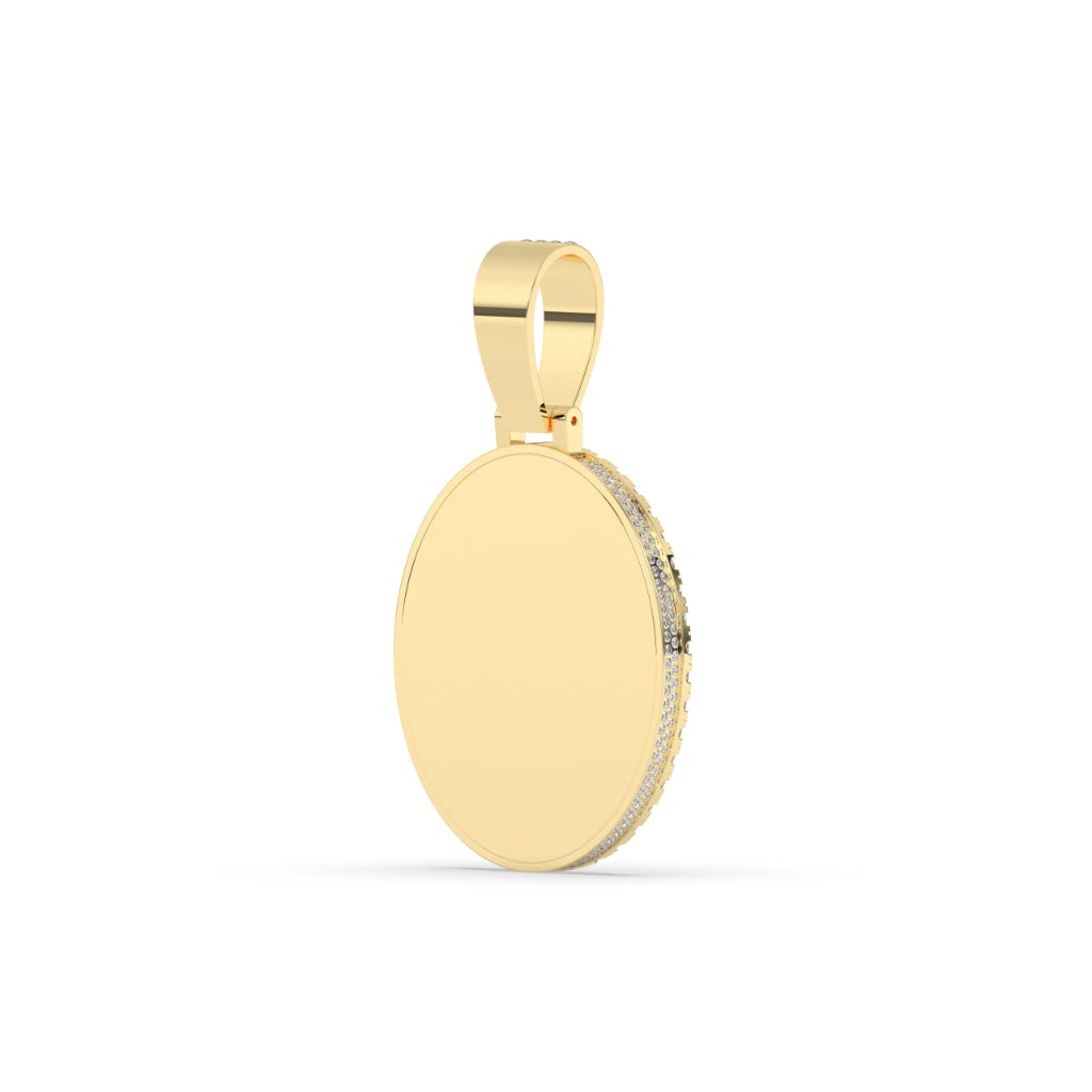 Iced Oval Gold Charm Pendant