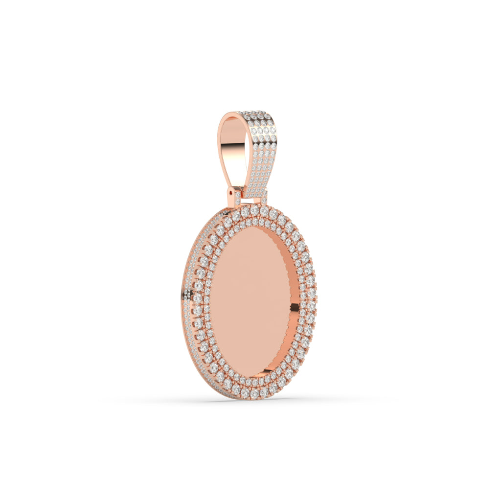 Iced Oval Gold Charm Pendant