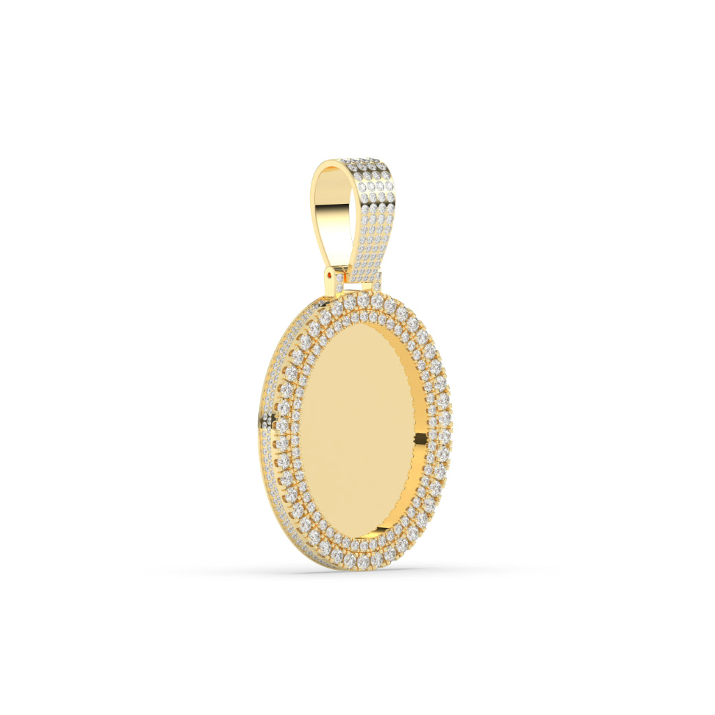 Iced Oval Gold Charm Pendant