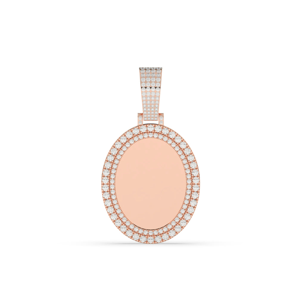 Iced Oval Gold Charm Pendant