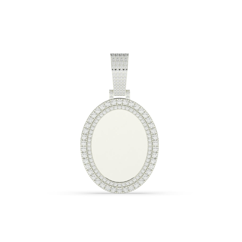 Iced Oval Gold Charm Pendant