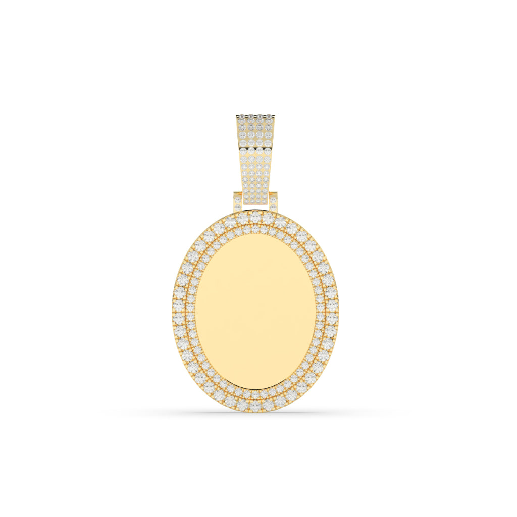 Iced Oval Gold Charm Pendant