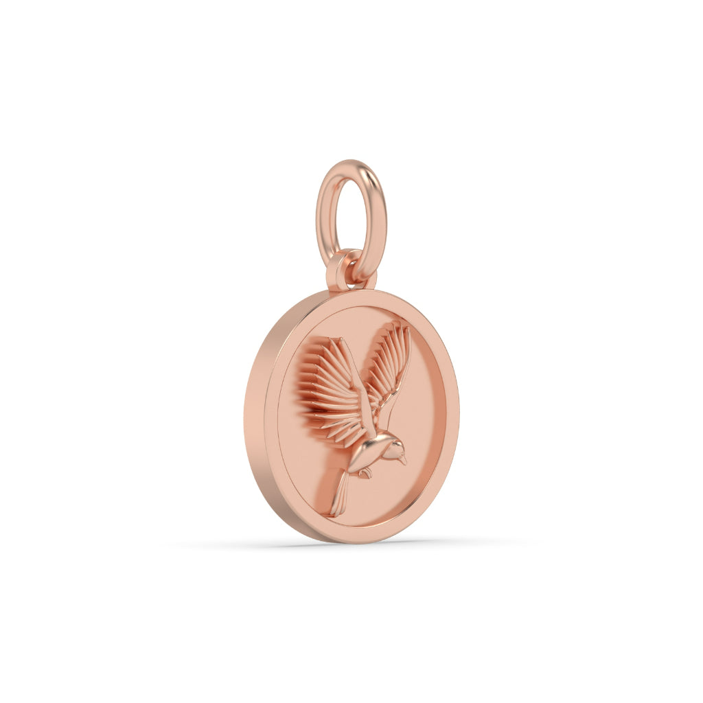Round Gold Bird Symbol Pendant