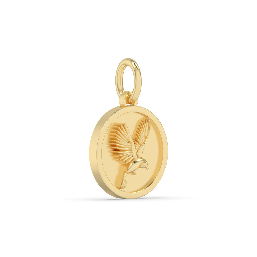 Round Gold Bird Symbol Pendant