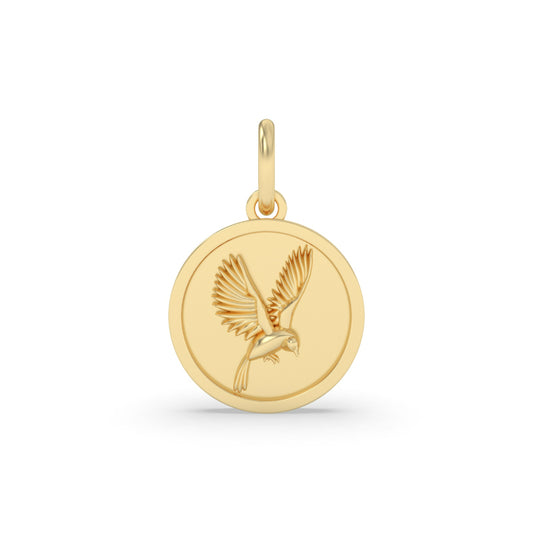 Round Gold Bird Symbol Pendant