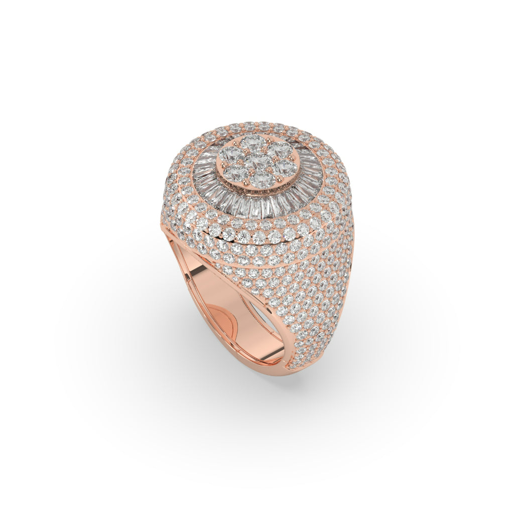 Golden Crown Diamond Cluster Ring