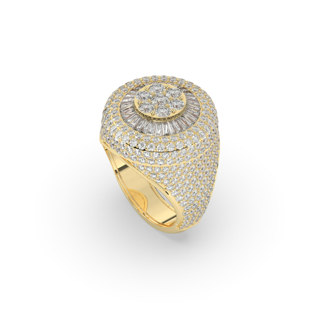 Golden Crown Diamond Cluster Ring