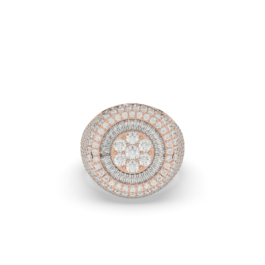 Golden Crown Diamond Cluster Ring