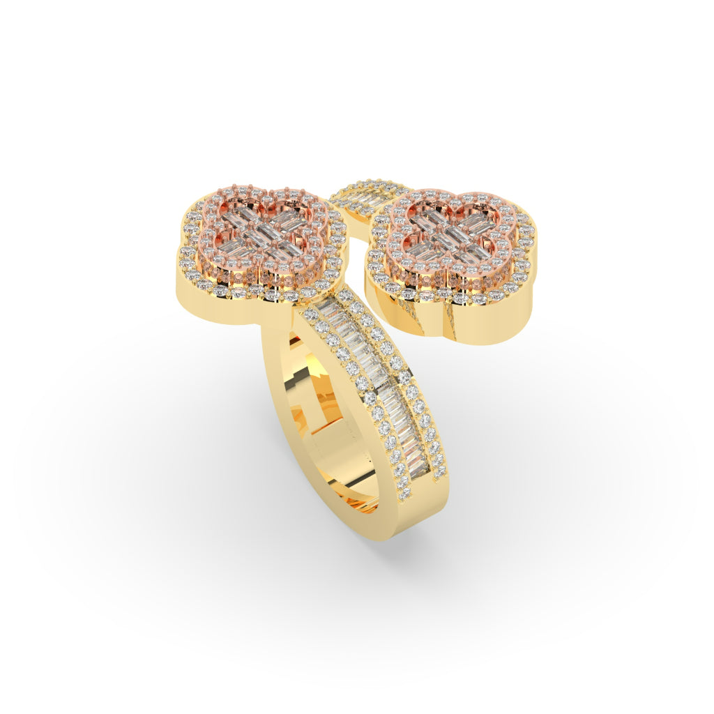 Twin Clover Rose Gold Ring