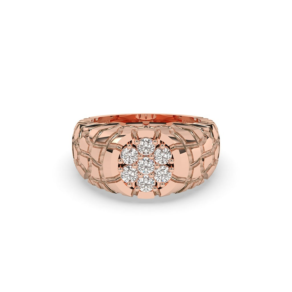 Gold Grid Floral Diamond Ring
