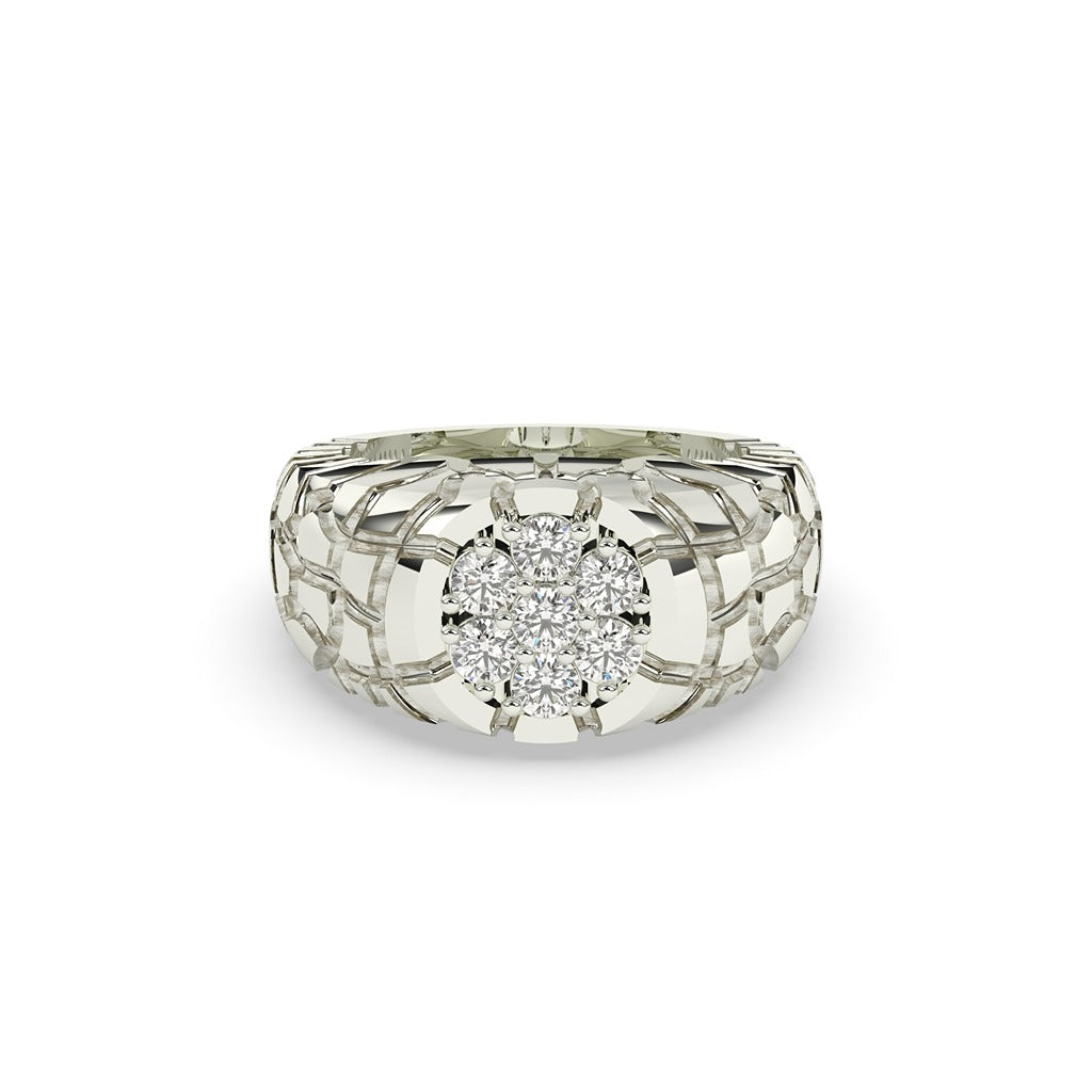 Gold Grid Floral Diamond Ring