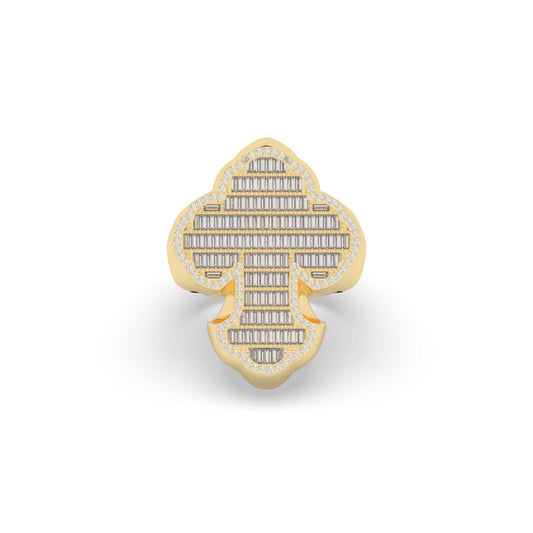 Crowned Elegance Diamond Cross Ring