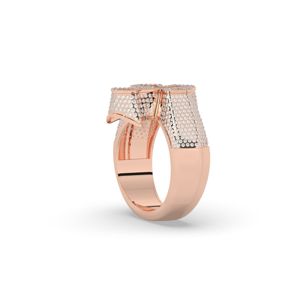 Radiant Cross Baguette Gold Ring