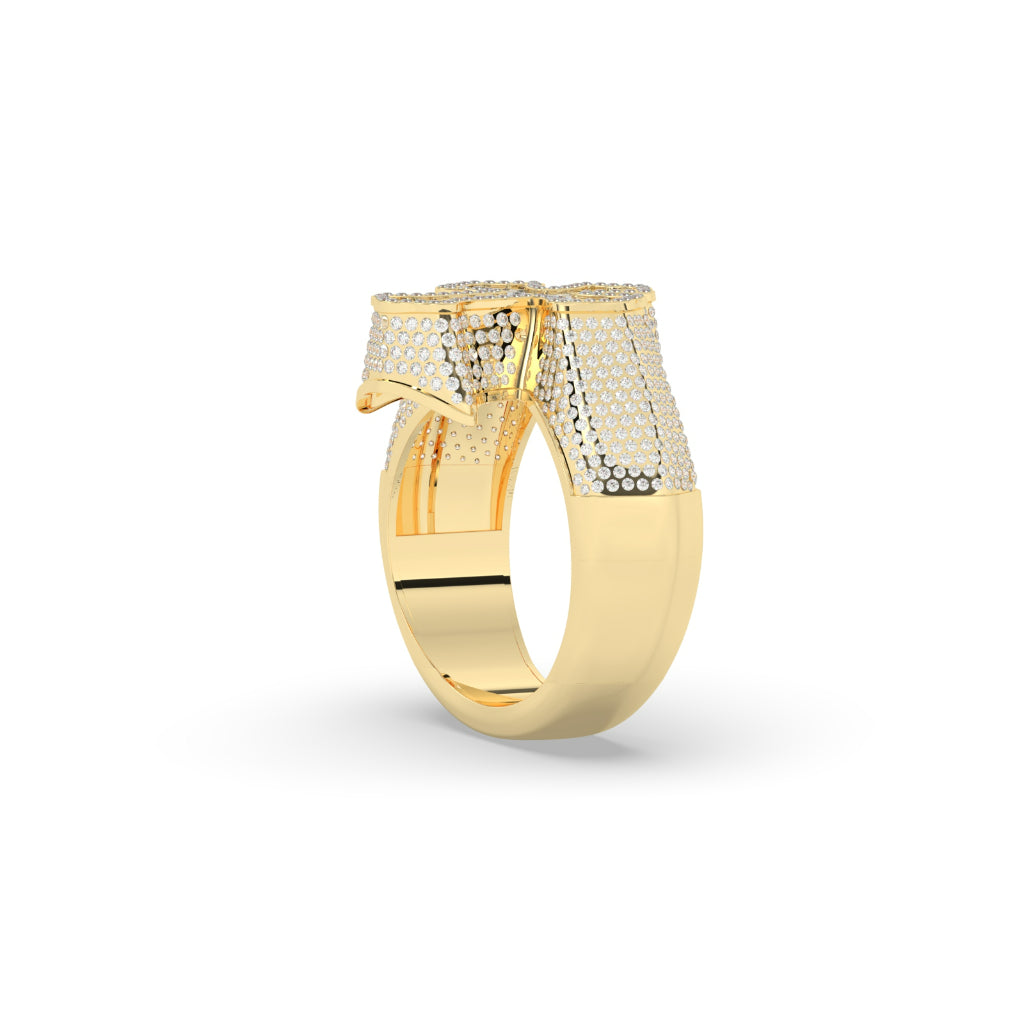 Radiant Cross Baguette Gold Ring