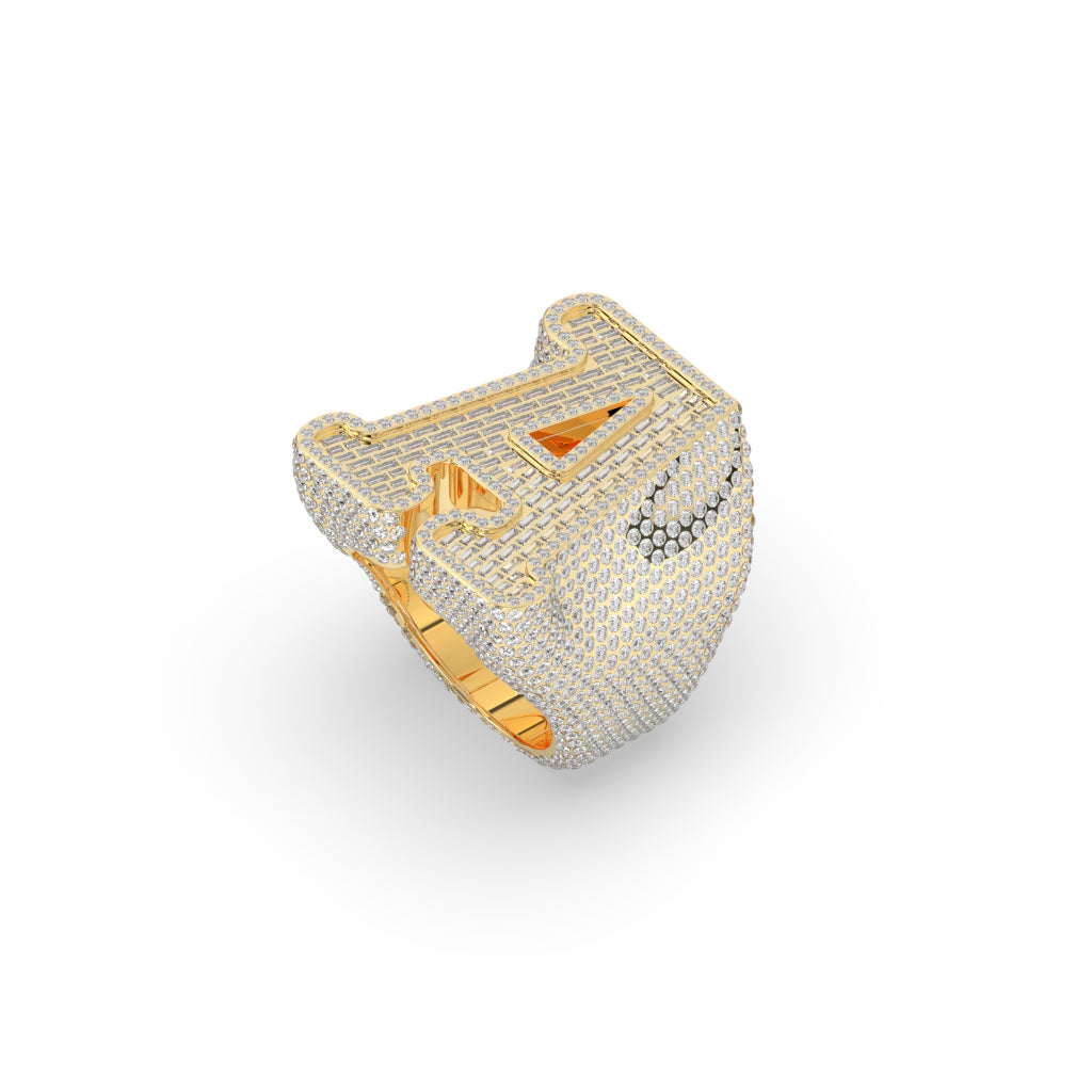 Luxury A Initial Baguette Ring