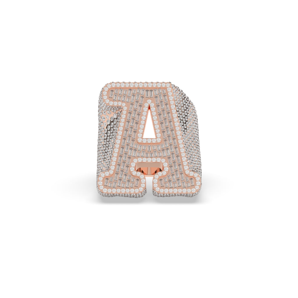 Luxury A Initial Baguette Ring